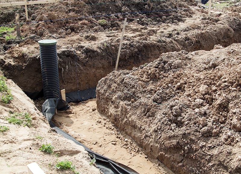 Excavation used for drain installation